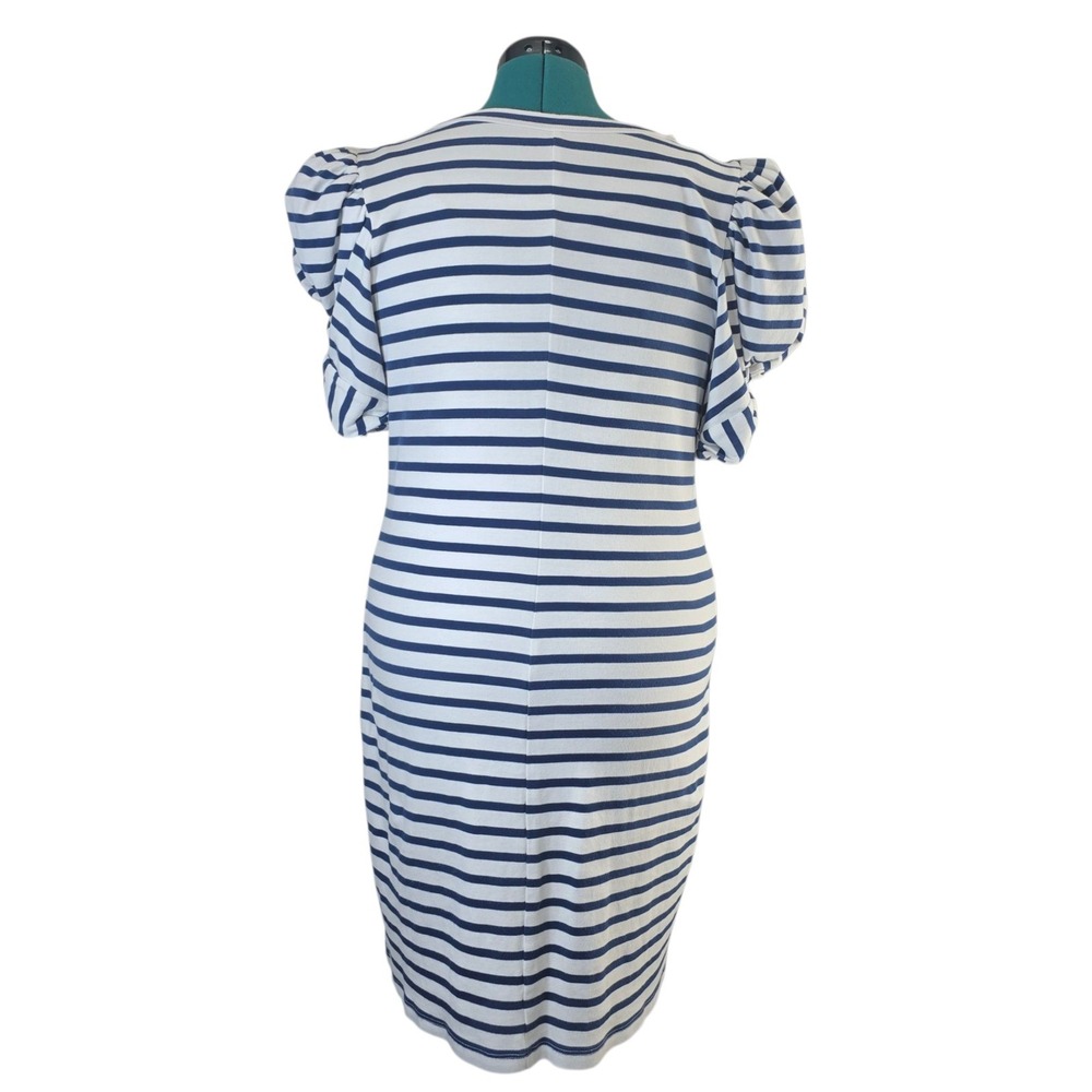 Lilly Pulitzer Striped T-Shirt Dress Puff Sleeve Blue White Size L - Picture 4 of 9